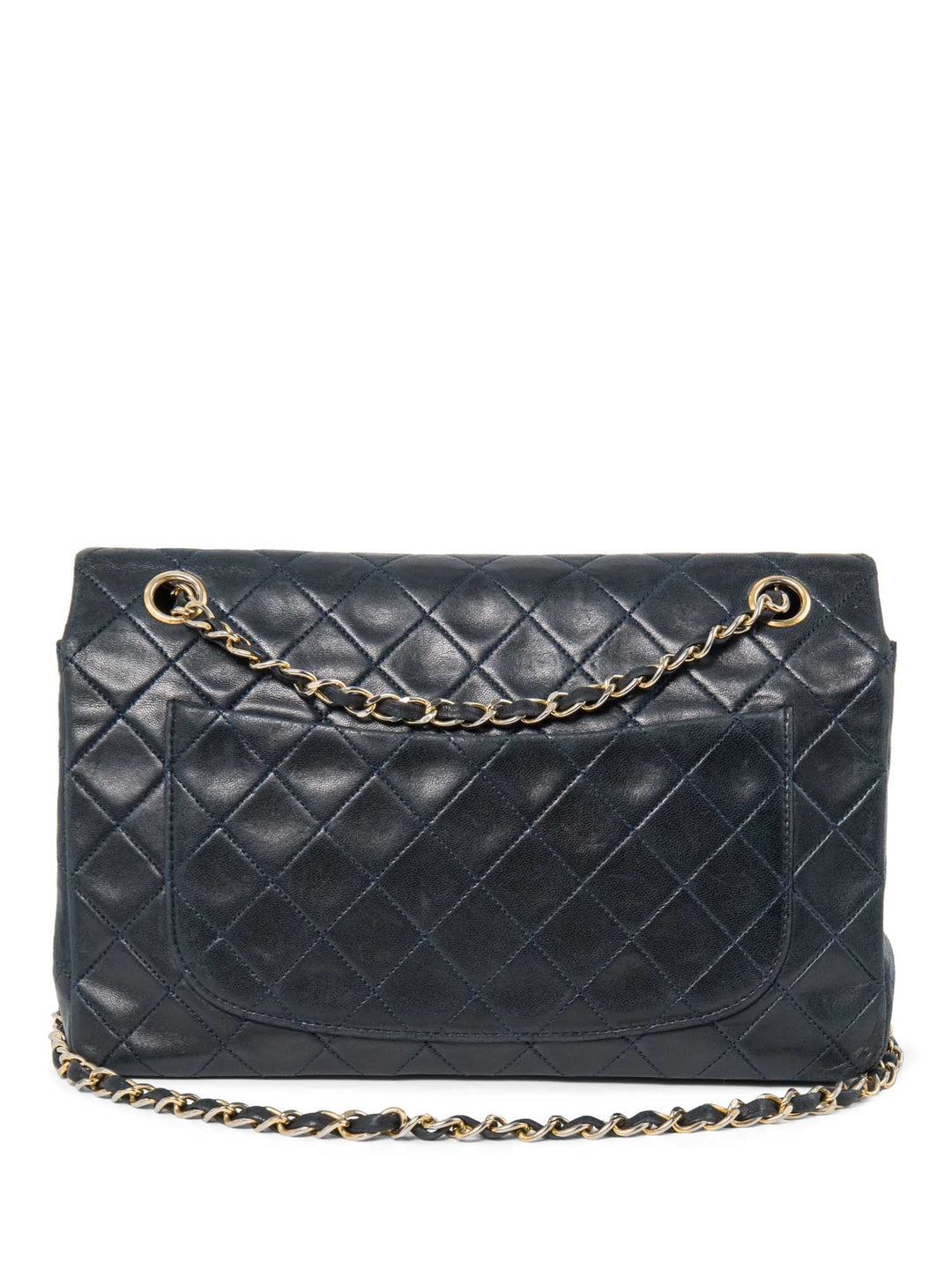 Top Quality Chanel 2.55 Quilted 24K Gold Plated Medium Flap Bag Navy Blue