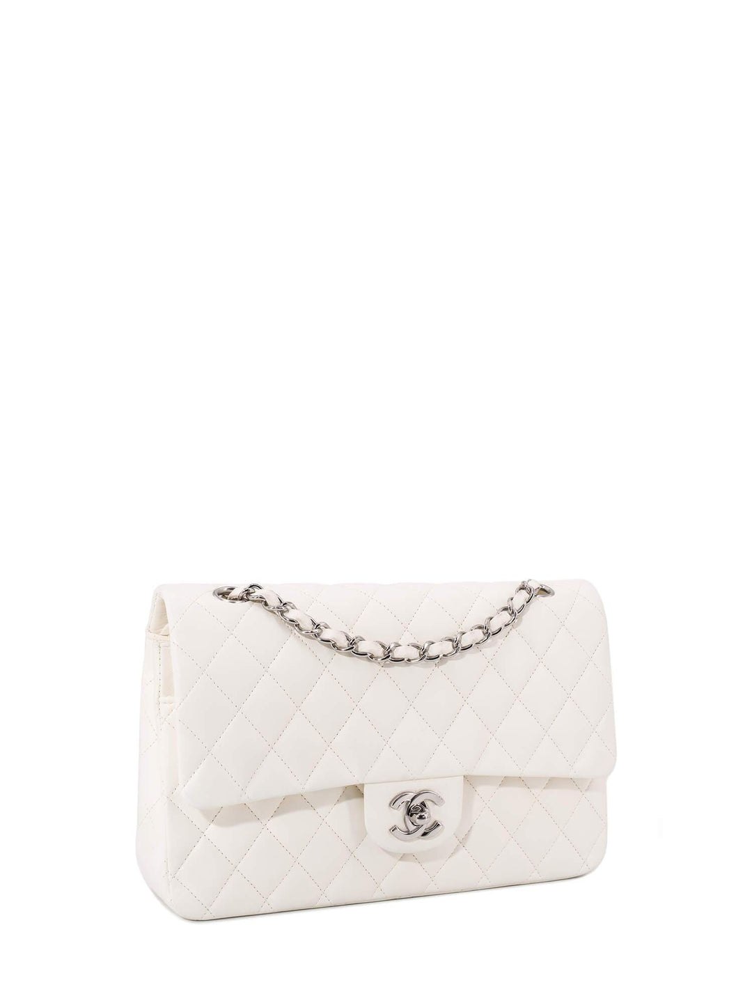 Top Quality Chanel 2.55 Quilted Leather Medium Double Flap Bag Off White