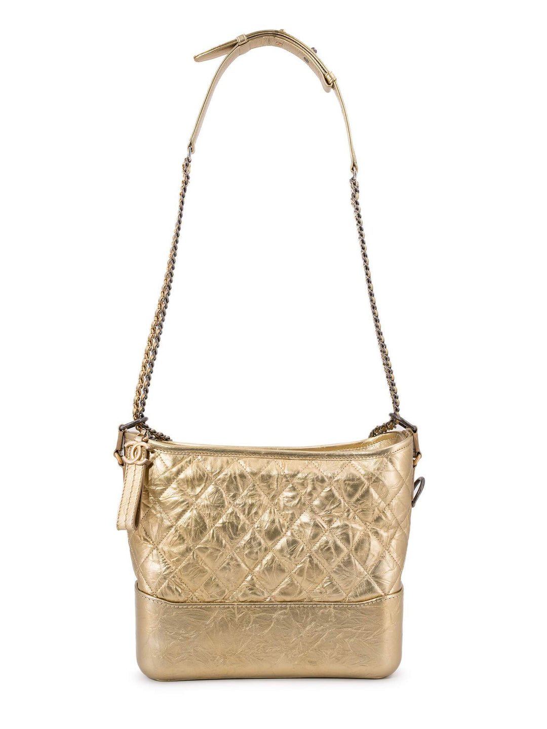 Top Quality Chanel Aged Calfskin Quilted Leather Medium Gabrielle Messenger Bag Gold