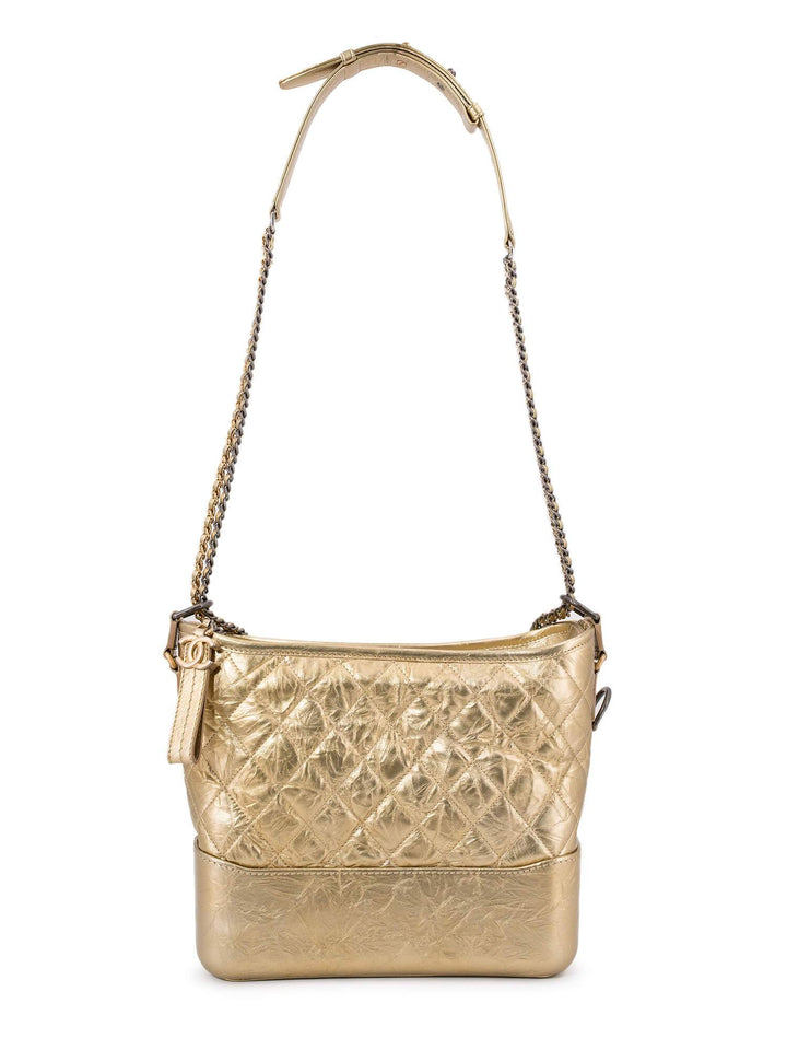 Top Quality Chanel Aged Calfskin Quilted Leather Medium Gabrielle Messenger Bag Gold