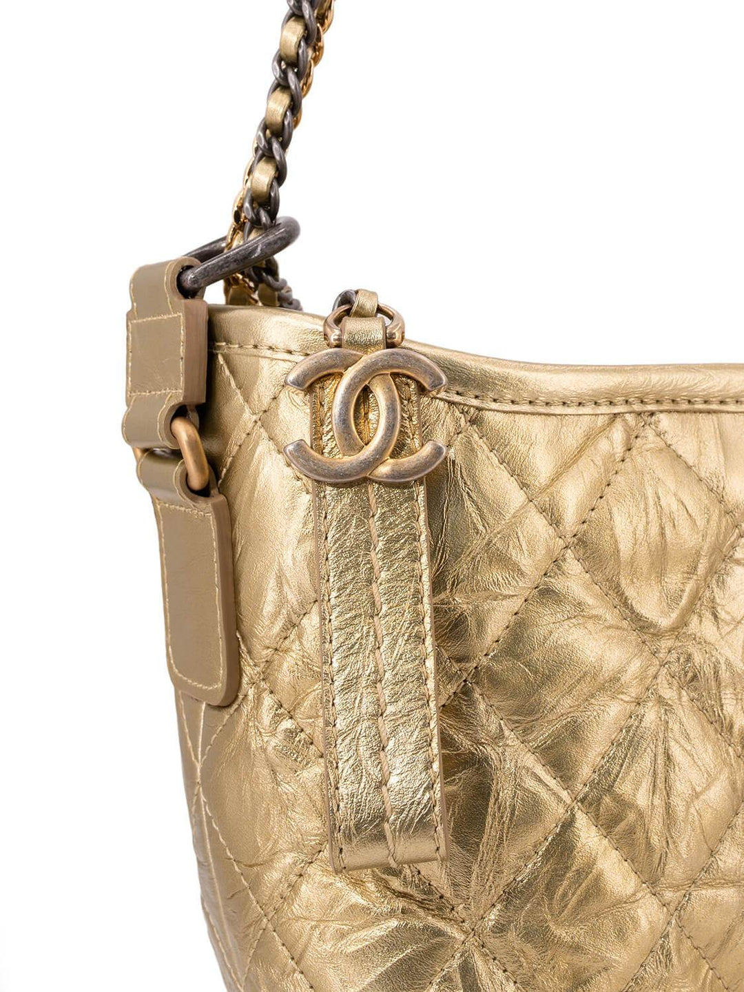 Top Quality Chanel Aged Calfskin Quilted Leather Medium Gabrielle Messenger Bag Gold