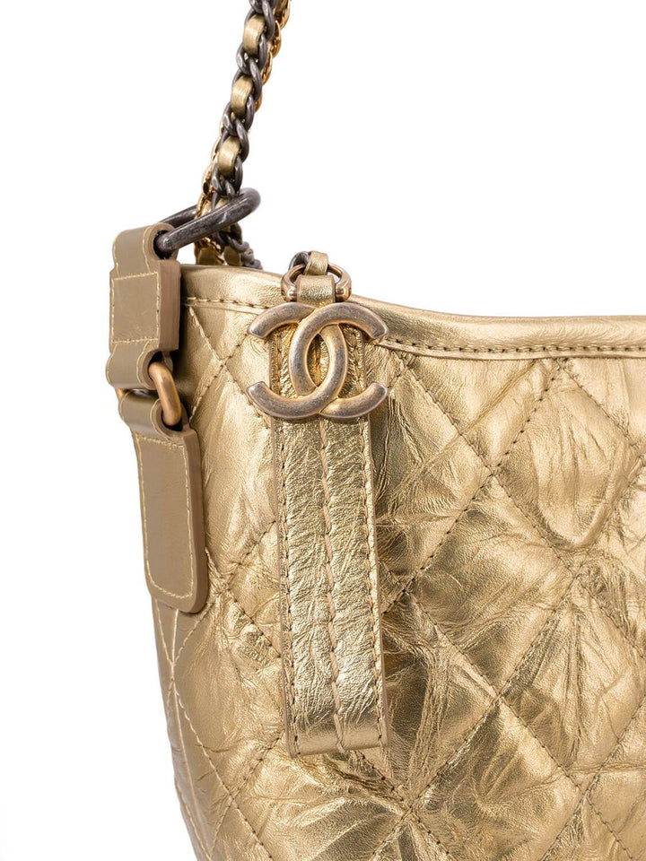 Top Quality Chanel Aged Calfskin Quilted Leather Medium Gabrielle Messenger Bag Gold
