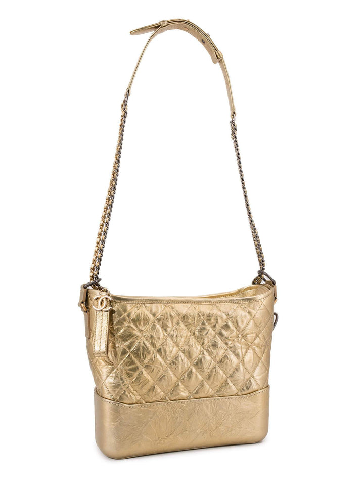 Top Quality Chanel Aged Calfskin Quilted Leather Medium Gabrielle Messenger Bag Gold