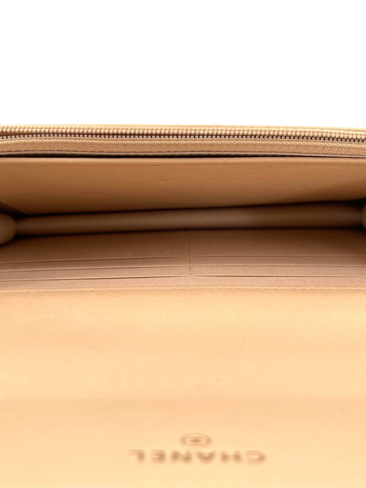 Top Quality Chanel CC Logo 19 Quilted Lambskin Leather Wallet On Chain Beige