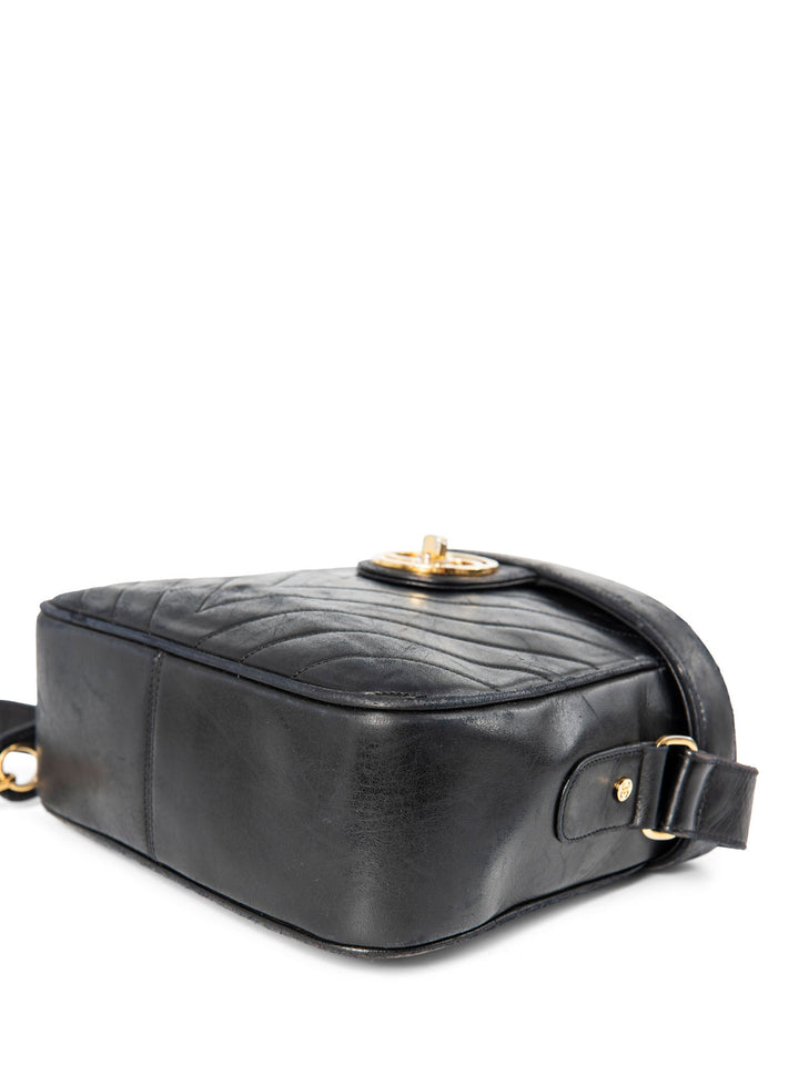 Top Quality Chanel CC Logo 24K Gold Plated Chevron Quilted Leather Globe Trotter Black