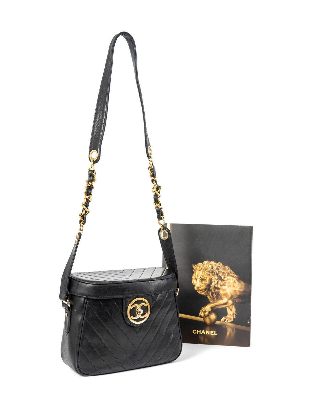 Top Quality Chanel CC Logo 24K Gold Plated Chevron Quilted Leather Globe Trotter Black