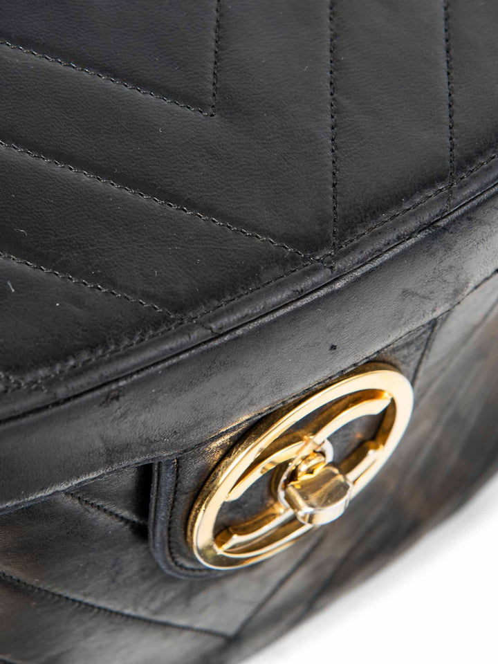 Top Quality Chanel CC Logo 24K Gold Plated Chevron Quilted Leather Globe Trotter Black