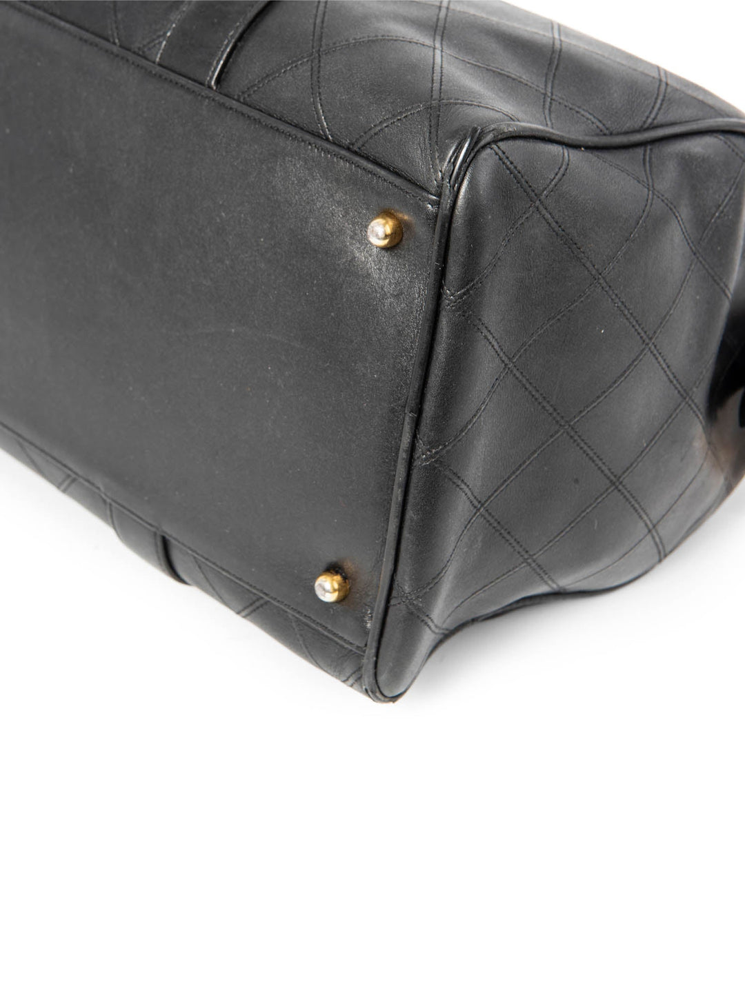 Top Quality Chanel CC Logo 24K Gold Plated Quilted Leather Boston Messenger Bag Black