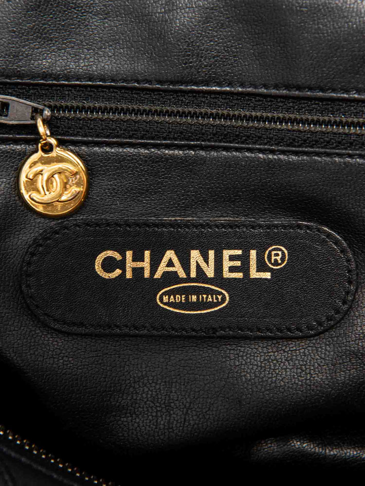 Top Quality Chanel CC Logo 24K Gold Plated Quilted Leather Boston Messenger Bag Black