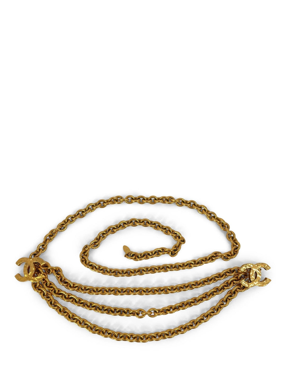 Top Quality Chanel CC Logo 24K Plated Large Link Multi Chain Belt Necklace