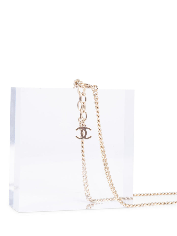 Top Quality Chanel CC Logo 5 Charm Necklace Gold