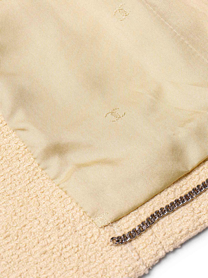 Top Quality Chanel CC Logo 90s Tweed Fitted Jacket Beige
