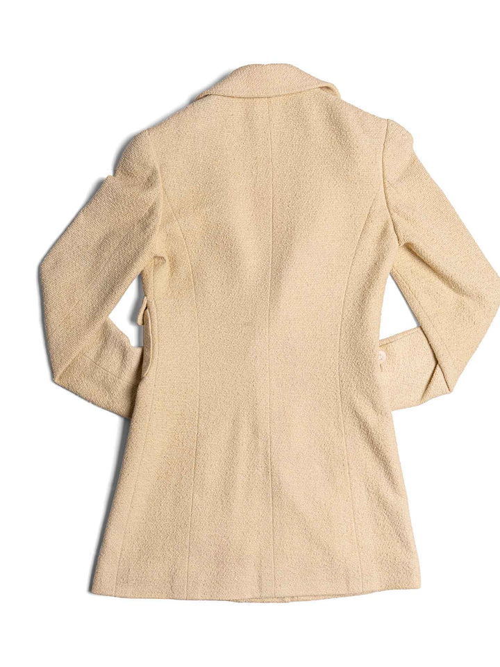 Top Quality Chanel CC Logo 90s Tweed Fitted Jacket Beige