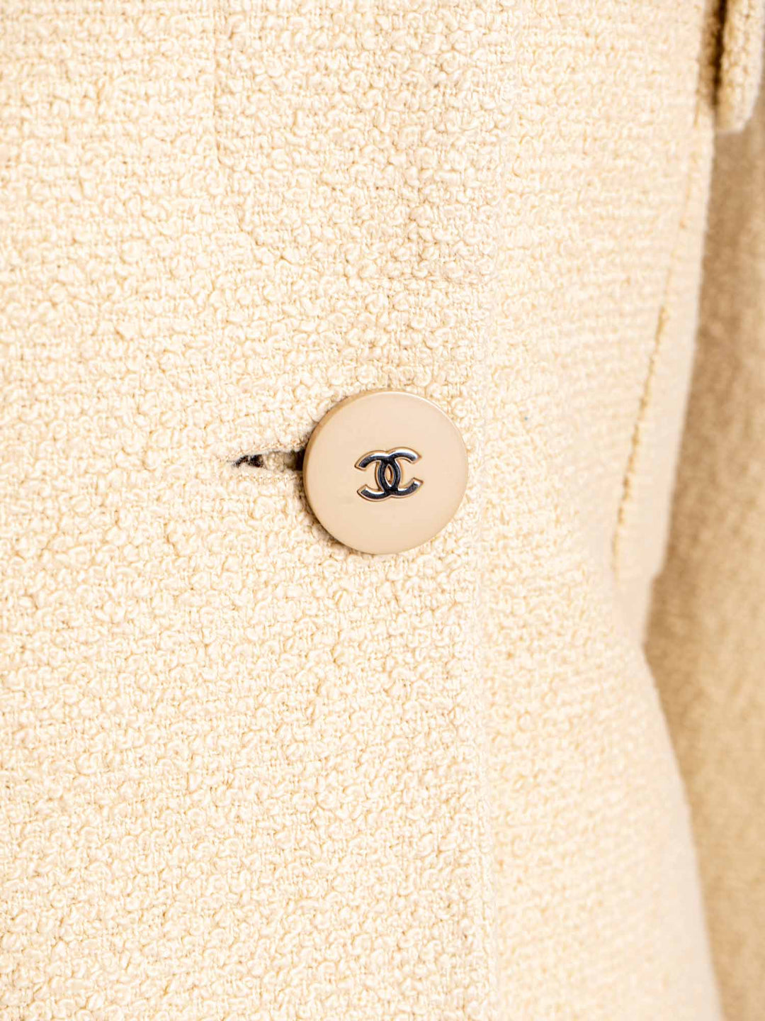 Top Quality Chanel CC Logo 90s Tweed Fitted Jacket Beige
