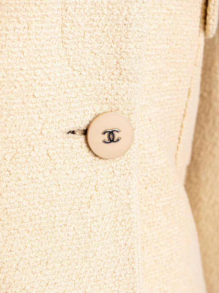 Top Quality Chanel CC Logo 90s Tweed Fitted Jacket Beige