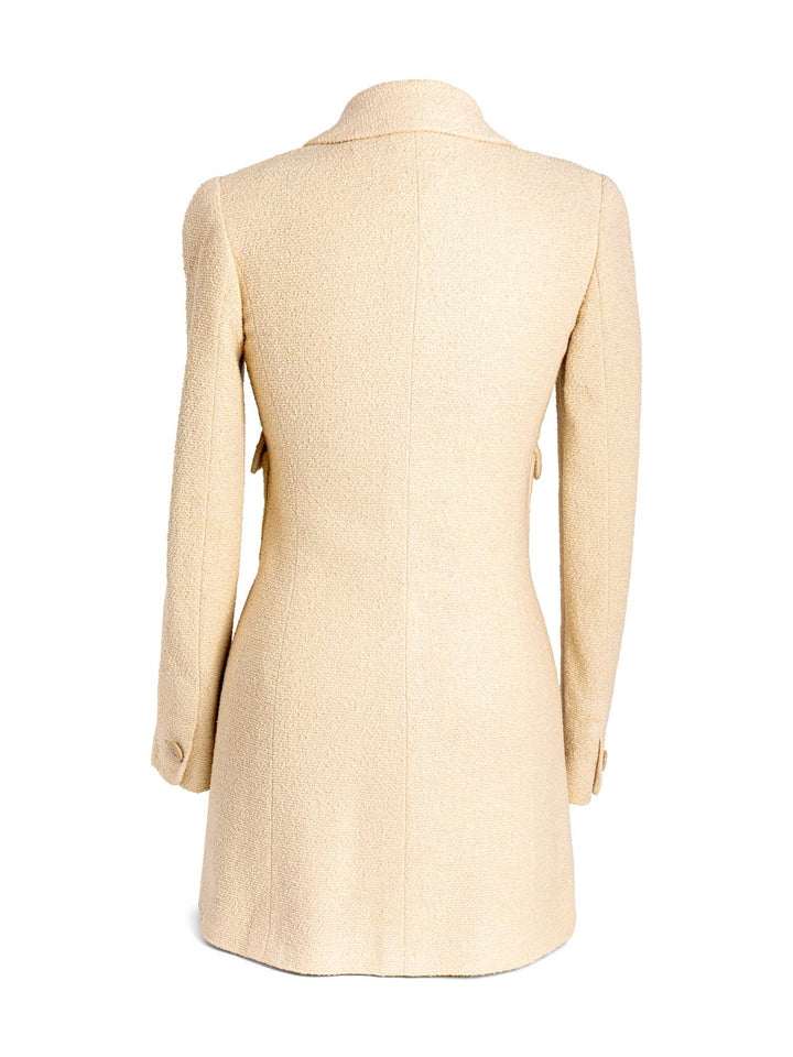 Top Quality Chanel CC Logo 90s Tweed Fitted Jacket Beige
