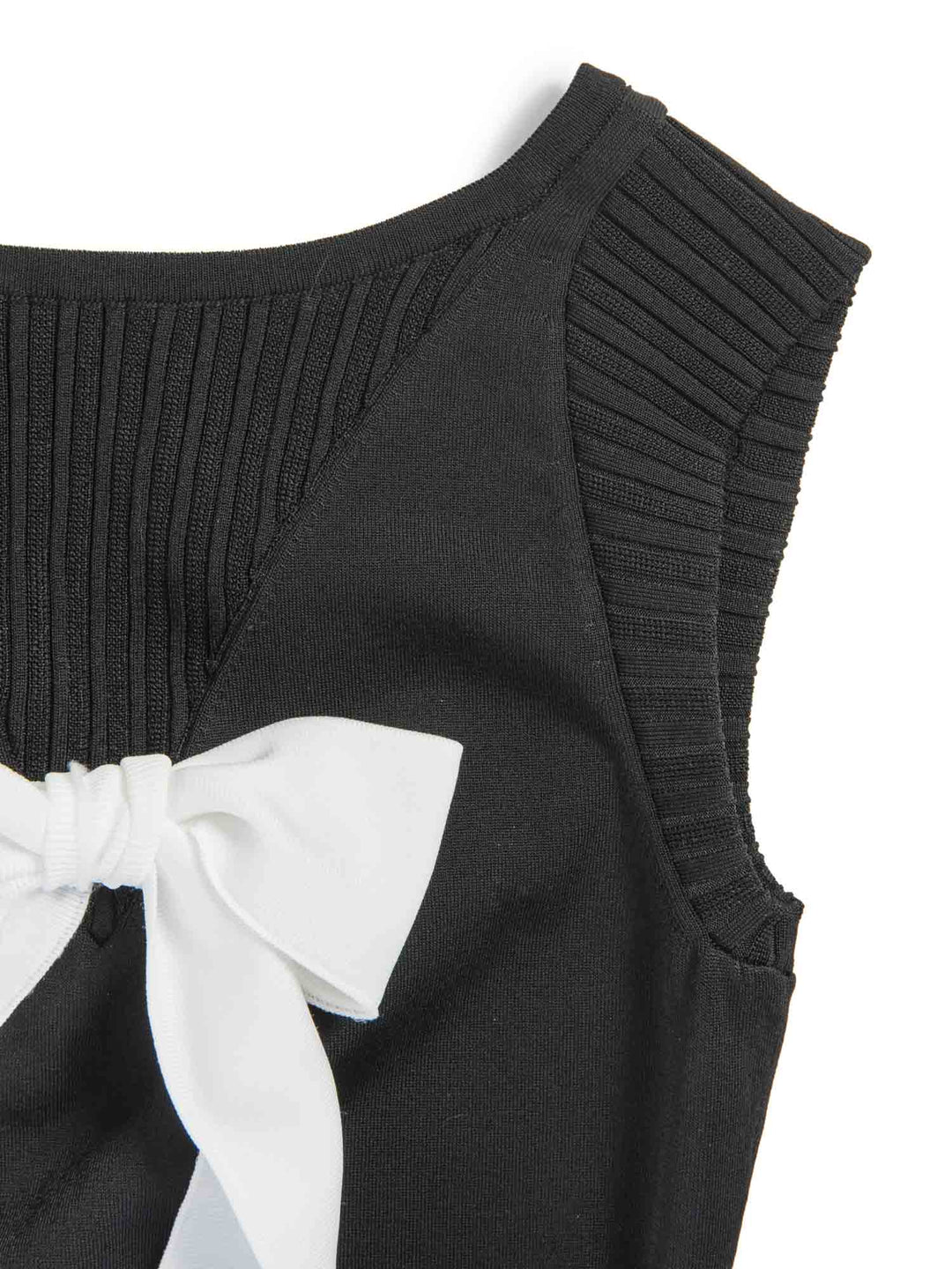 Top Quality Chanel CC Logo Bow Mini Dress Black White