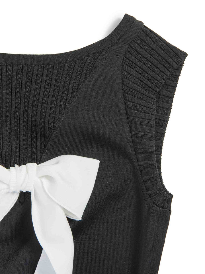 Top Quality Chanel CC Logo Bow Mini Dress Black White