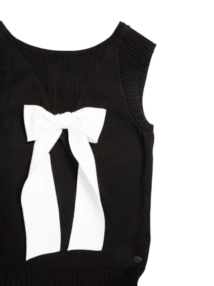 Top Quality Chanel CC Logo Bow Mini Dress Black White