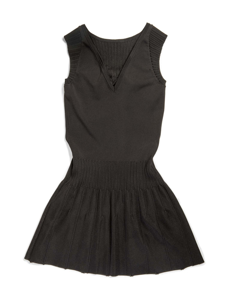 Top Quality Chanel CC Logo Bow Mini Dress Black White