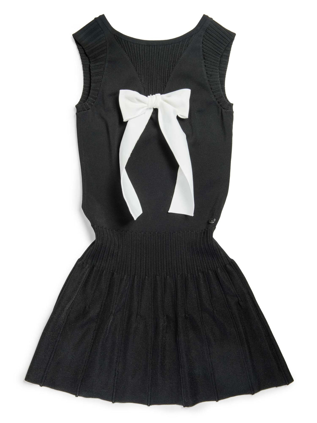 Top Quality Chanel CC Logo Bow Mini Dress Black White
