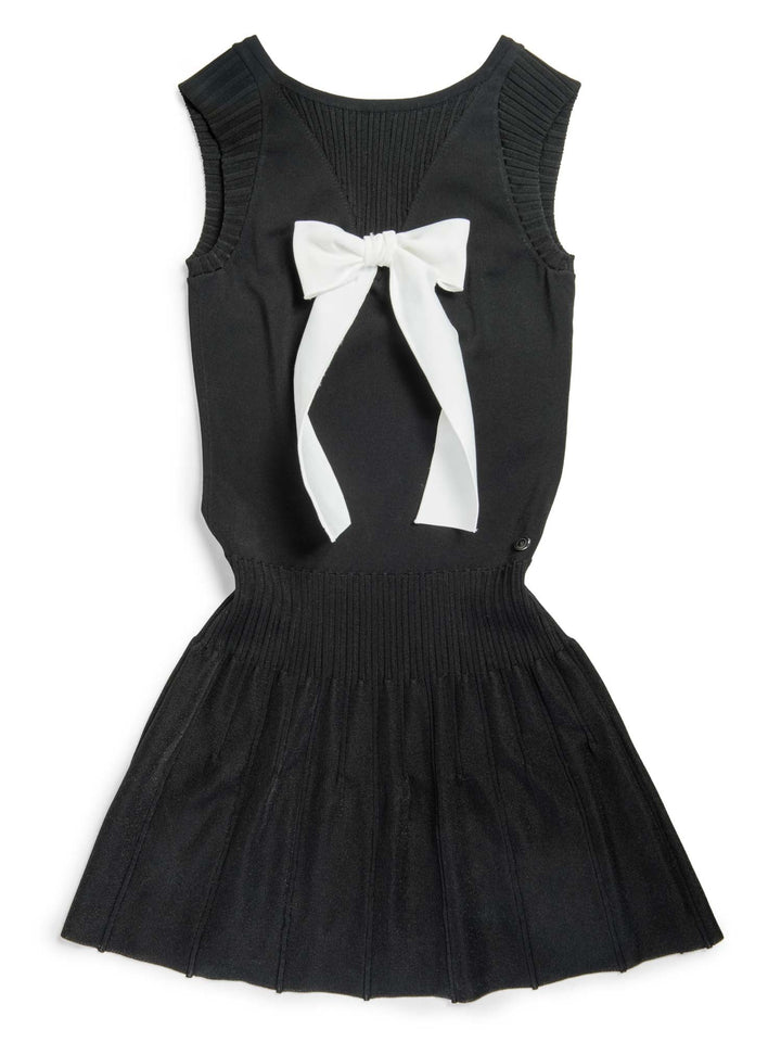 Top Quality Chanel CC Logo Bow Mini Dress Black White