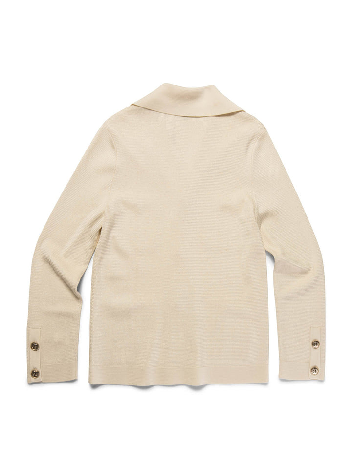 Top Quality Chanel CC Logo Buttoned Knit Cardigan Pearlescent Ivory