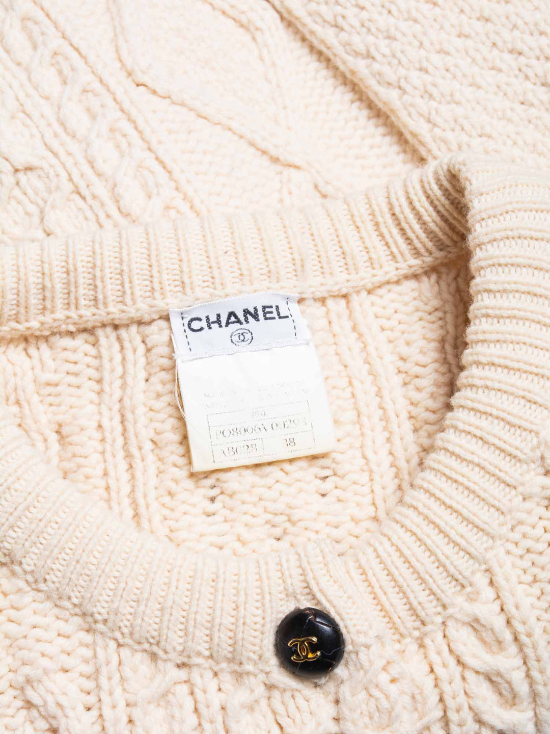 Top Quality Chanel CC Logo Cable Knit Cardigan Ivory