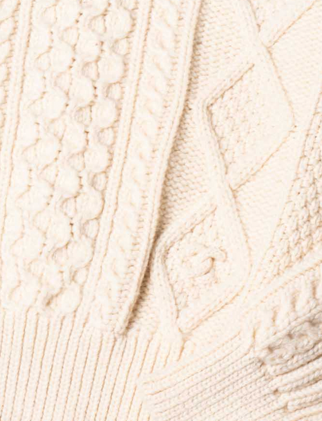 Top Quality Chanel CC Logo Cable Knit Cropped Sweater Ivory Black