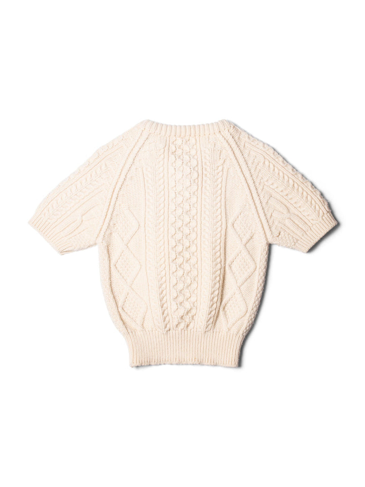 Top Quality Chanel CC Logo Cable Knit Cropped Top Ivory
