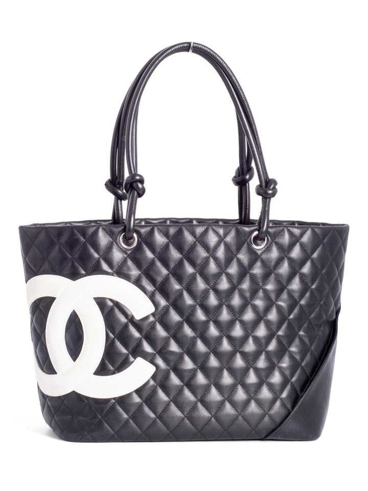 Top Quality Chanel CC Logo Cambon Shopper Bag Black White