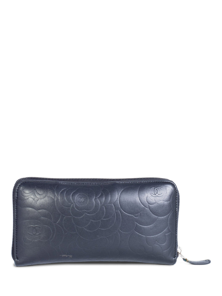 Top Quality Chanel CC Logo Camelia Quilted Leather Zipper Wallet Black
