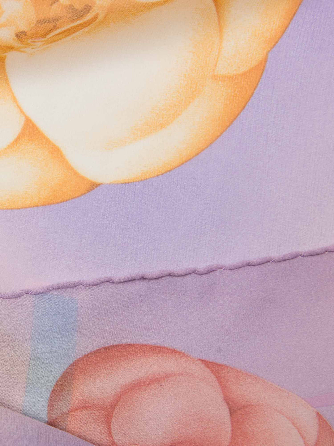 Top Quality Chanel CC Logo Camelia Silk Chiffon Fantasy Scarf Purple Blue