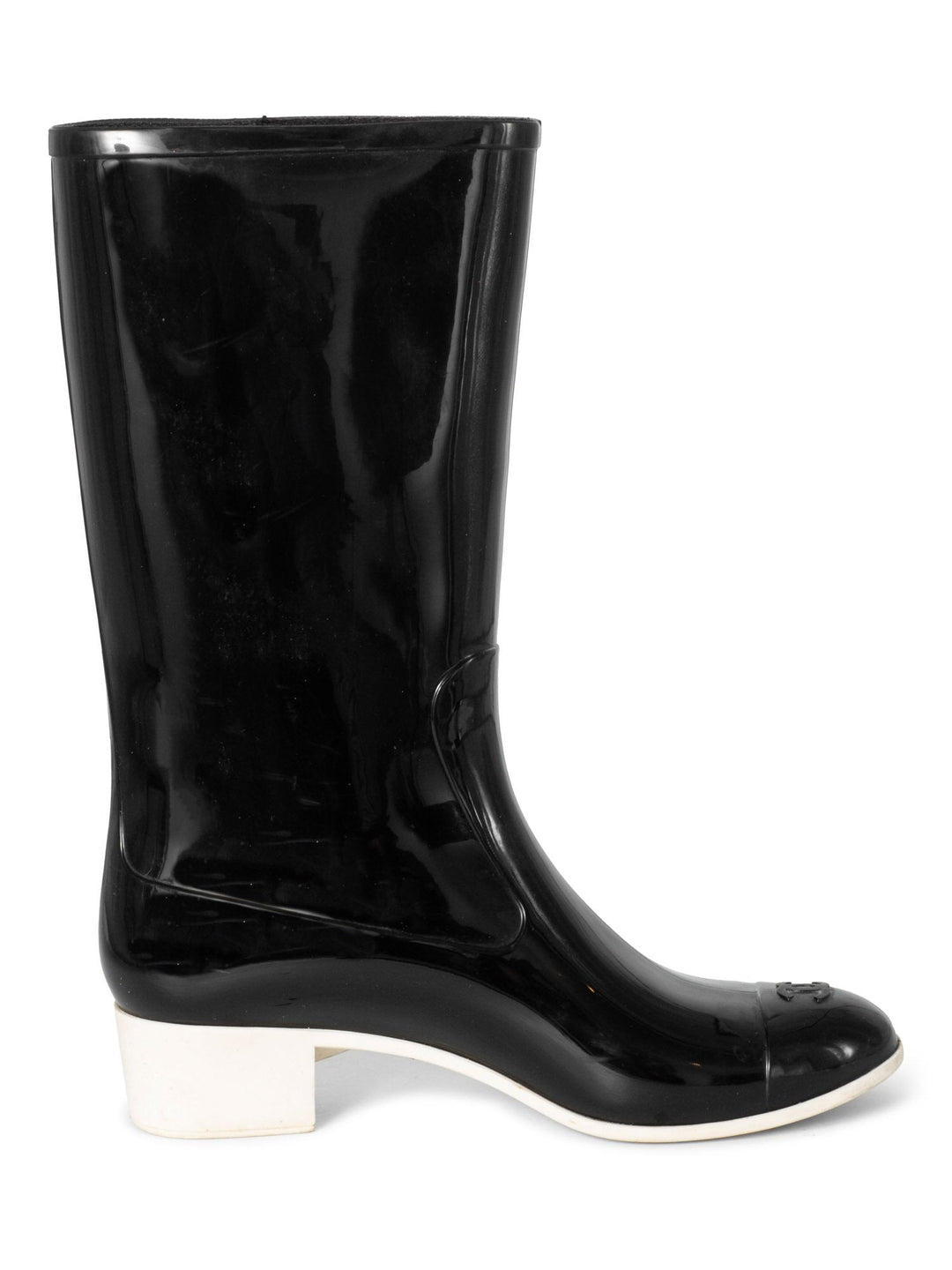 Top Quality Chanel CC Logo Camellia Flower Rain Boots Black