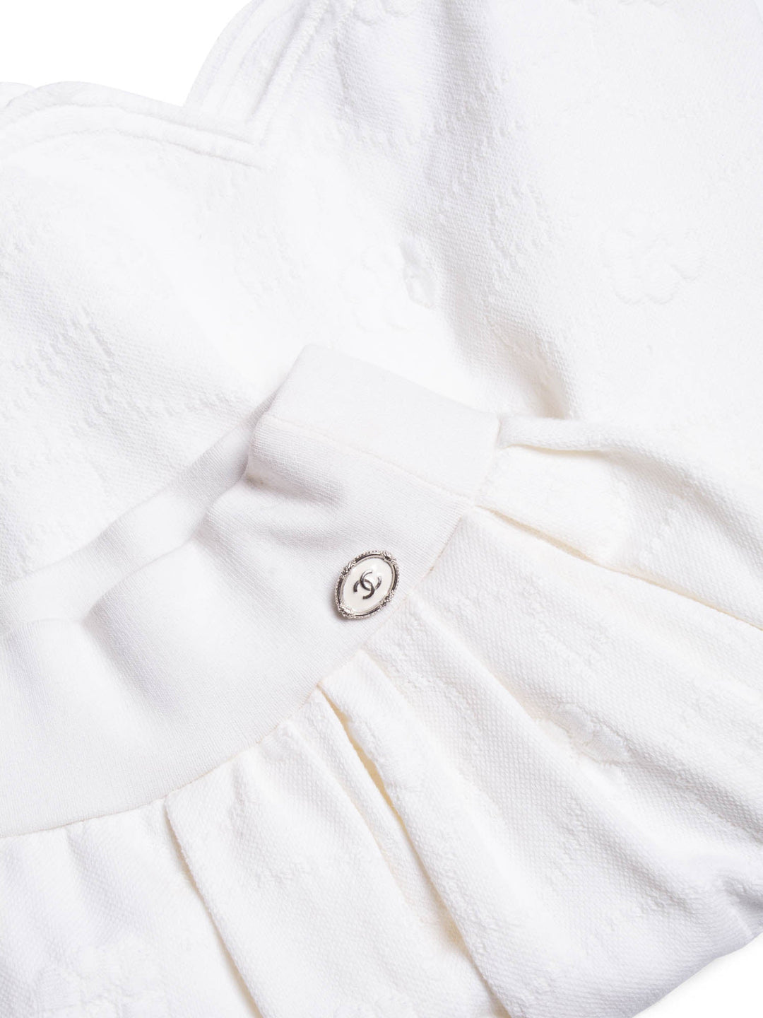 Top Quality Chanel CC Logo Camellia Knit Aline Mini Skirt White
