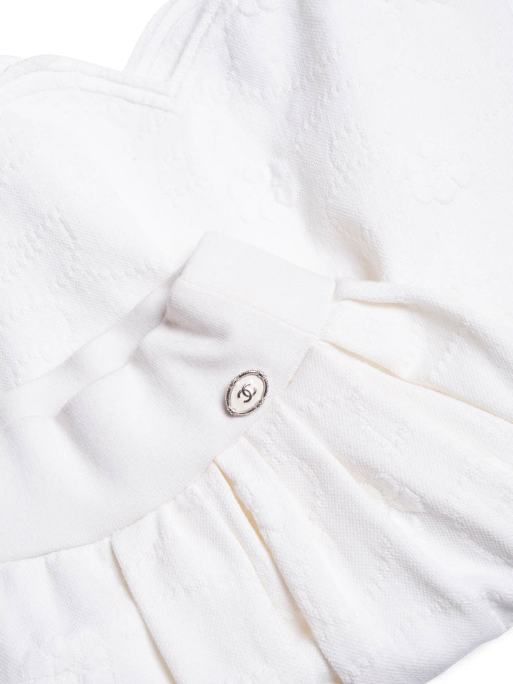 Top Quality Chanel CC Logo Camellia Knit Aline Mini Skirt White