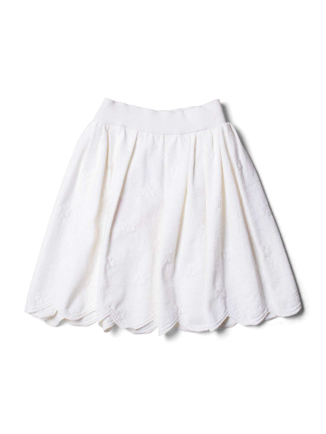 Top Quality Chanel CC Logo Camellia Knit Aline Mini Skirt White