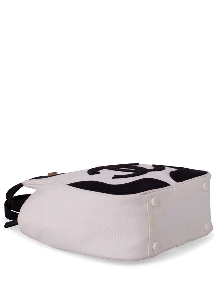 Top Quality Chanel CC Logo Canvas Leather Bag Black White