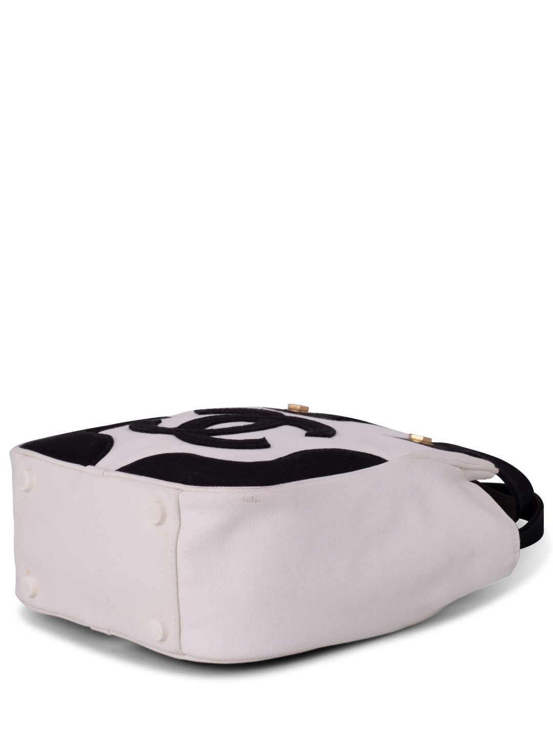 Top Quality Chanel CC Logo Canvas Leather Bag Black White