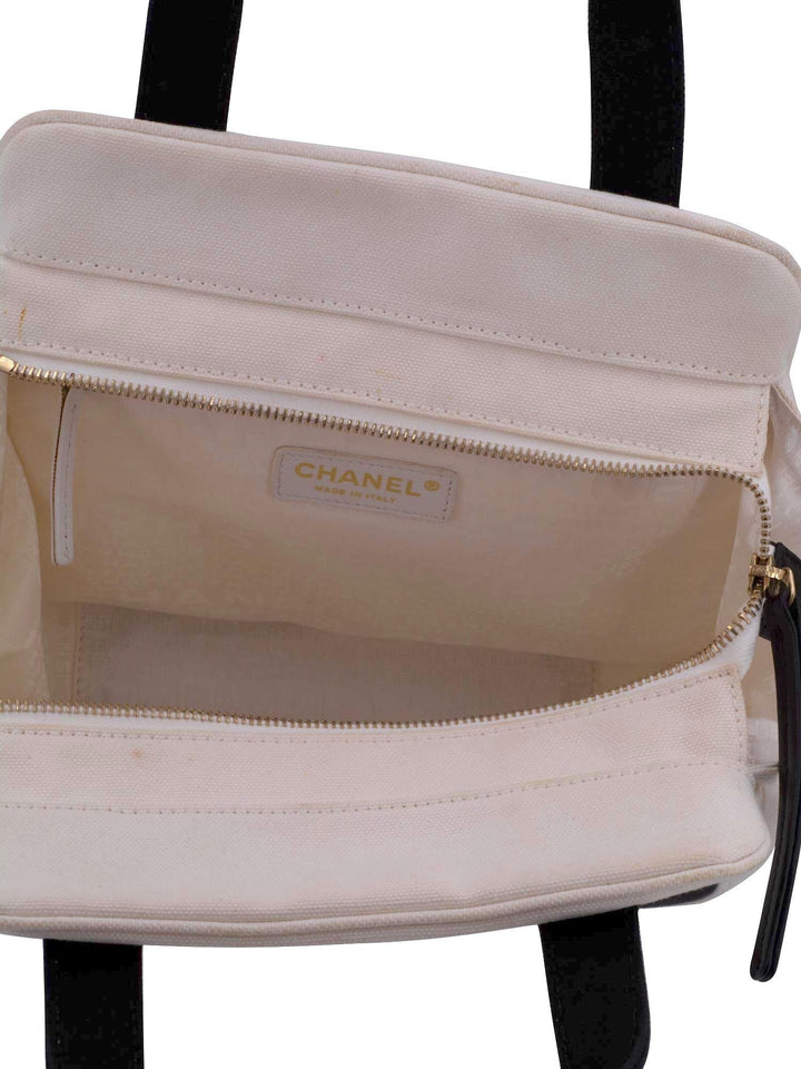 Top Quality Chanel CC Logo Canvas Leather Bag Black White
