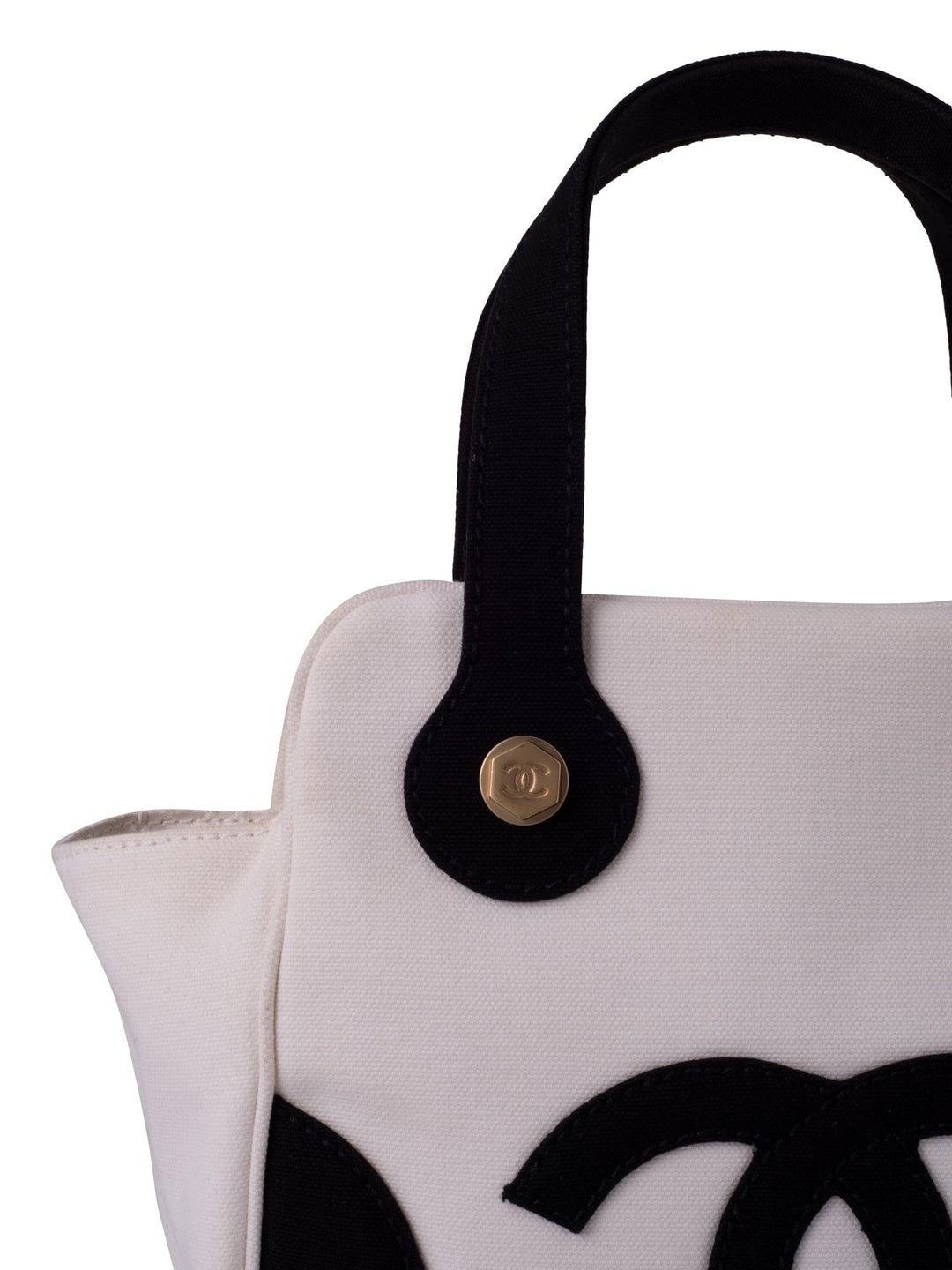 Top Quality Chanel CC Logo Canvas Leather Bag Black White