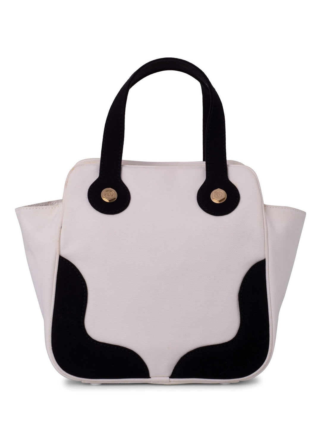 Top Quality Chanel CC Logo Canvas Leather Bag Black White