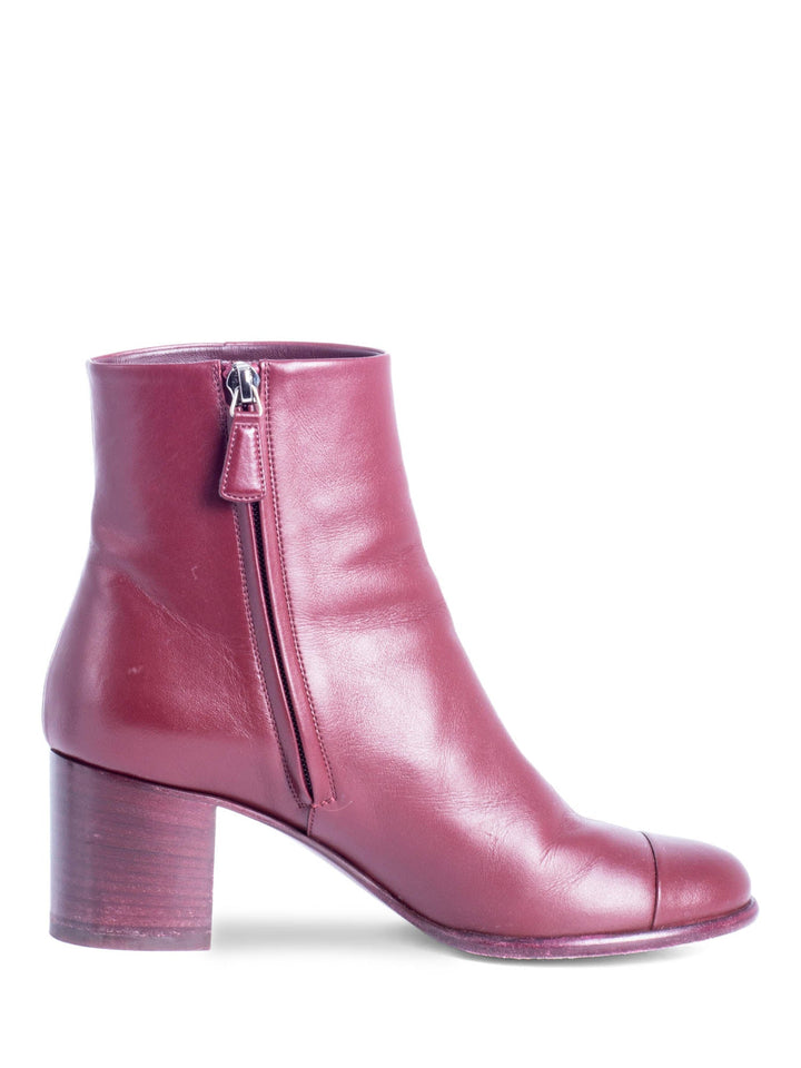 Top Quality Chanel CC Logo Cap Toe Booties Burgundy
