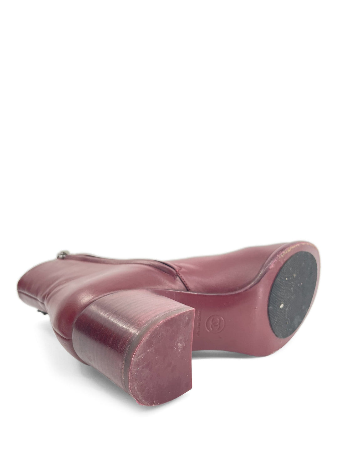 Top Quality Chanel CC Logo Cap Toe Booties Burgundy