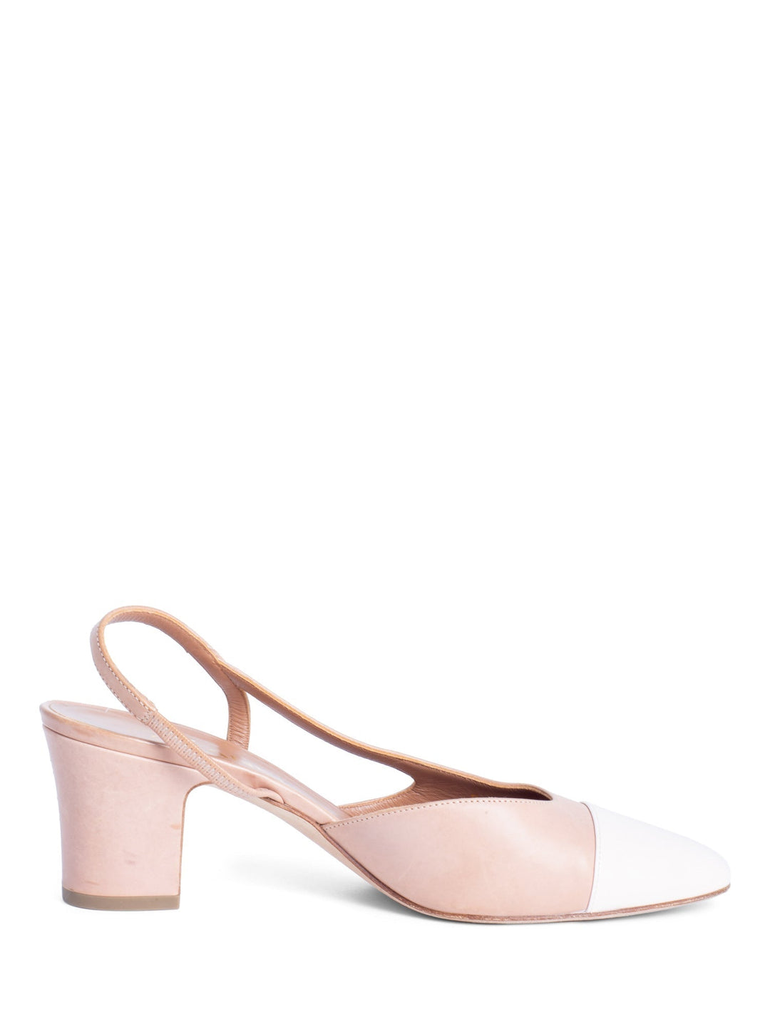 Top Quality Chanel CC Logo Cap Toe Sling Back Shoes Pastel Pink Blush