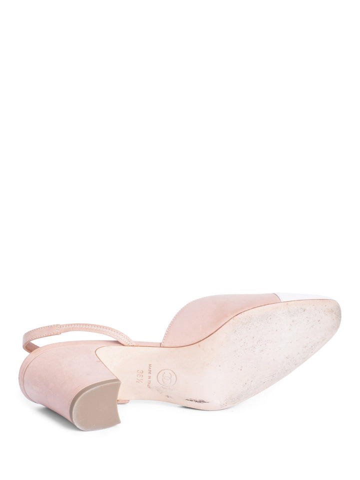 Top Quality Chanel CC Logo Cap Toe Sling Back Shoes Pastel Pink Blush