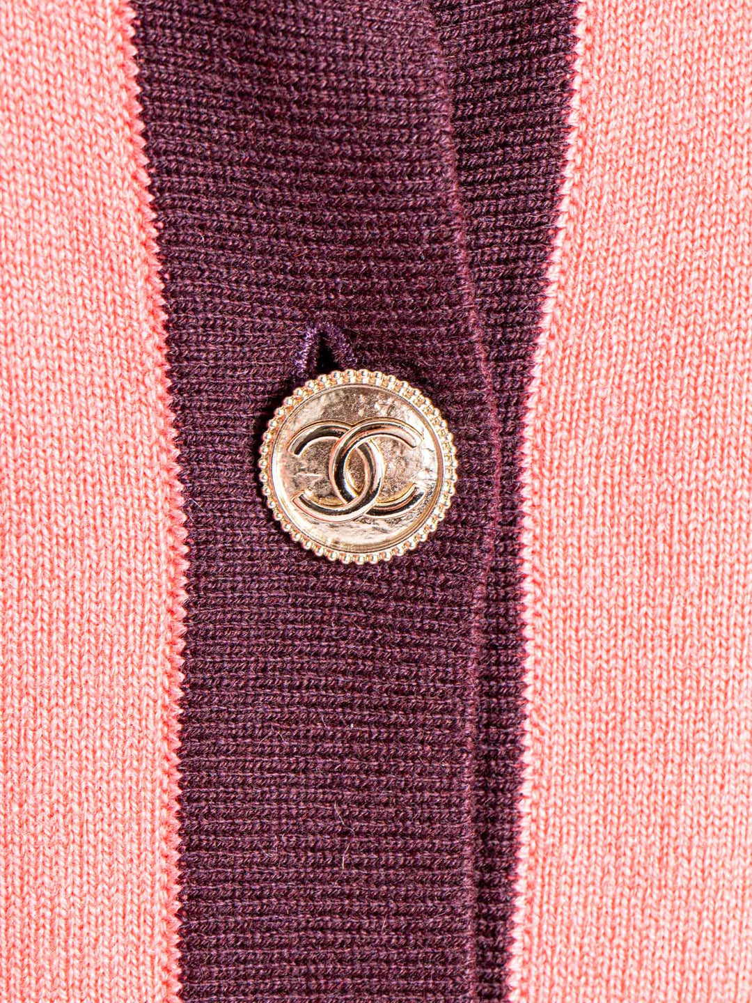Top Quality Chanel CC Logo Cashmere Cardigan Pink Dark Purple