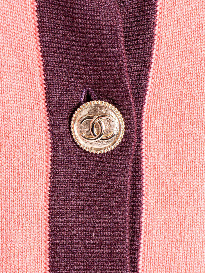 Top Quality Chanel CC Logo Cashmere Cardigan Pink Dark Purple
