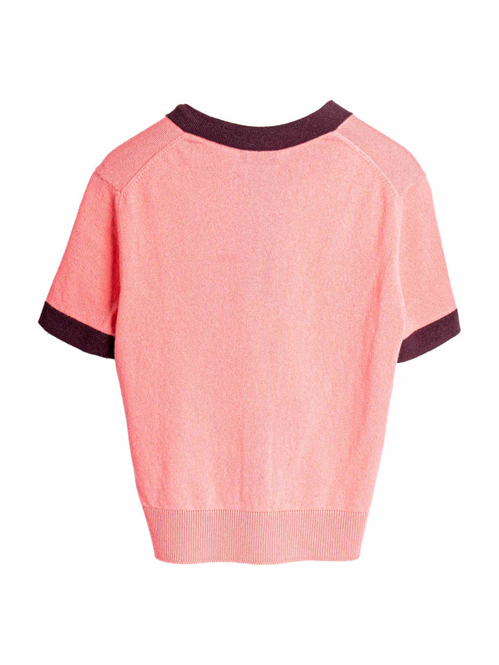 Top Quality Chanel CC Logo Cashmere Cardigan Pink Dark Purple