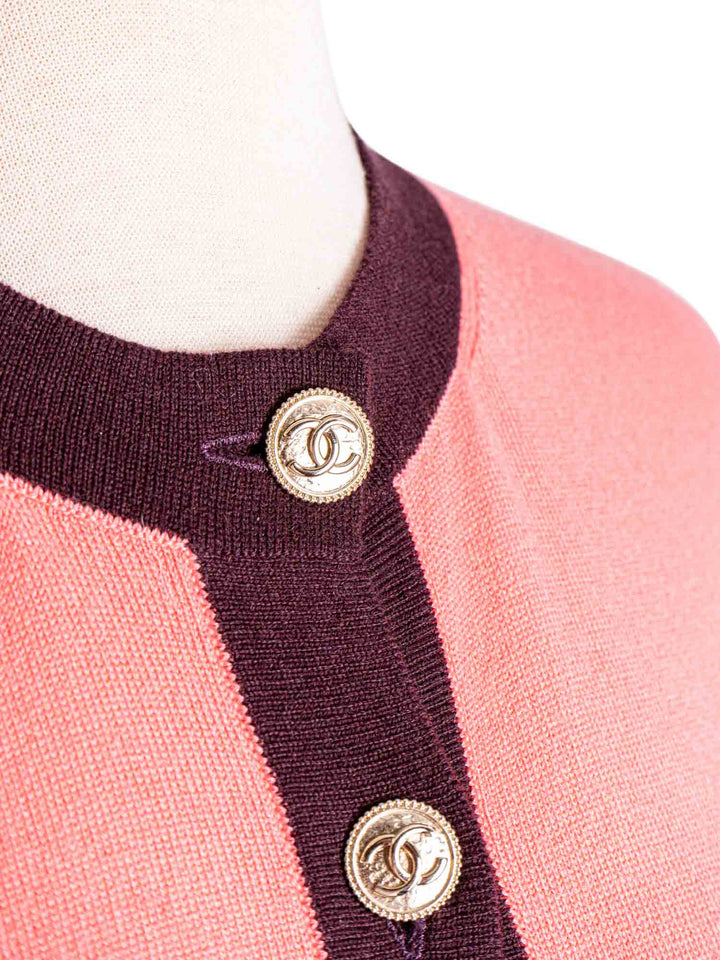 Top Quality Chanel CC Logo Cashmere Cardigan Pink Dark Purple